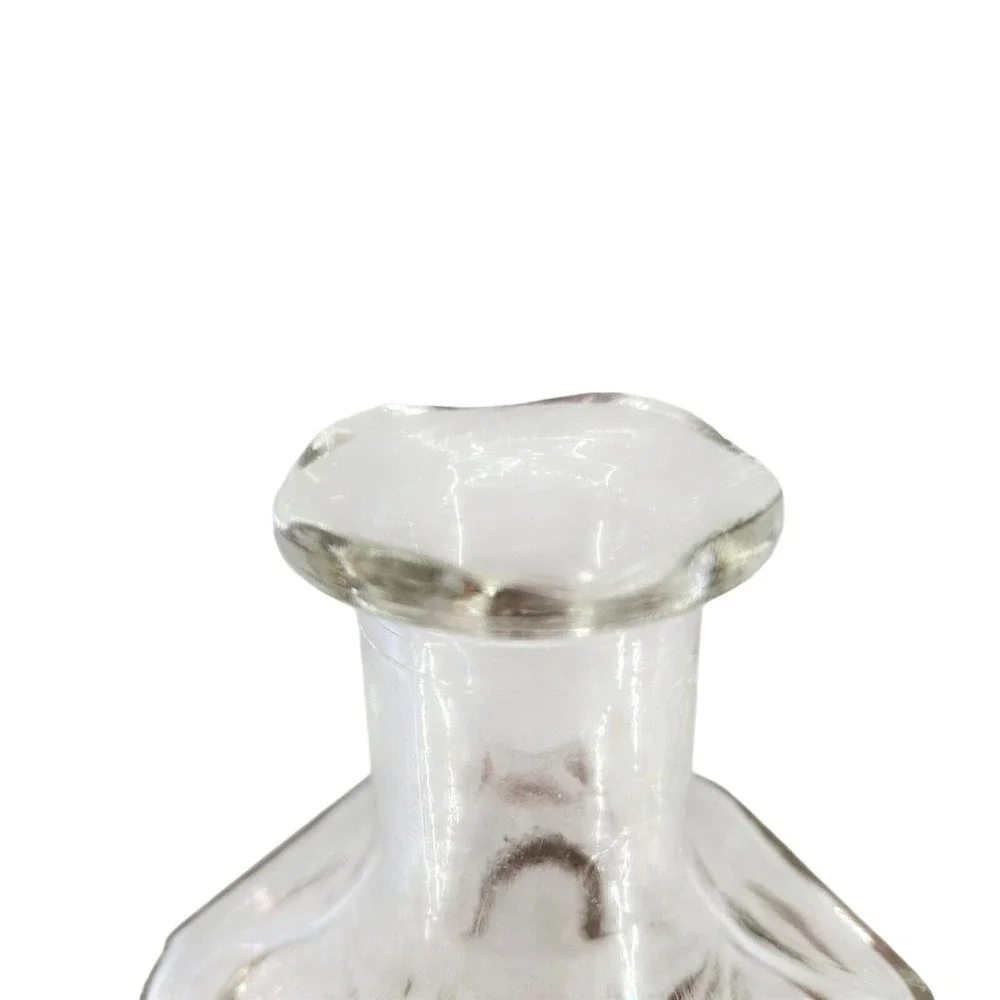 Glass‎ Decanter Square Stopper Textured Circles Clear Iridescent Barware Vtg